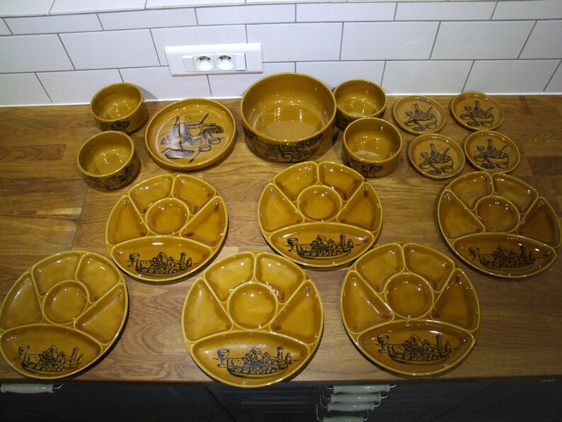 Fondue Set , French Gien Fondue Set Etsy