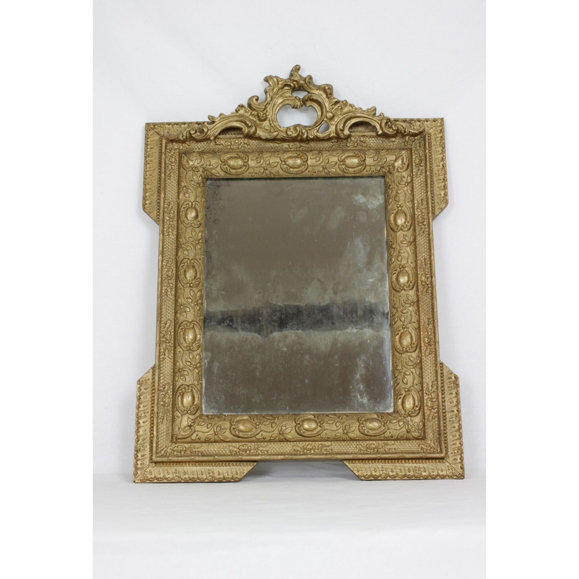 Miroir Doré Français Antique avec Le Détail Sculpté Louis Xvi, Miroir en Bois Verre de Mercure.