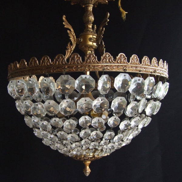 Vintage French Art Deco Bag Chandelier//French Chandelier//Vintage Chandelier//Paris Apartment//Bag Chandelier