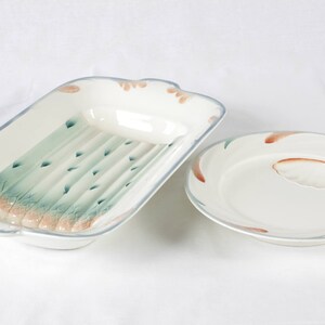 Asparagus Plates // Asparagus Service // French Sarreguemine Asparagus Serving Set 14 Plates and Serving Dish // Digoin & Sarreguemines image 7