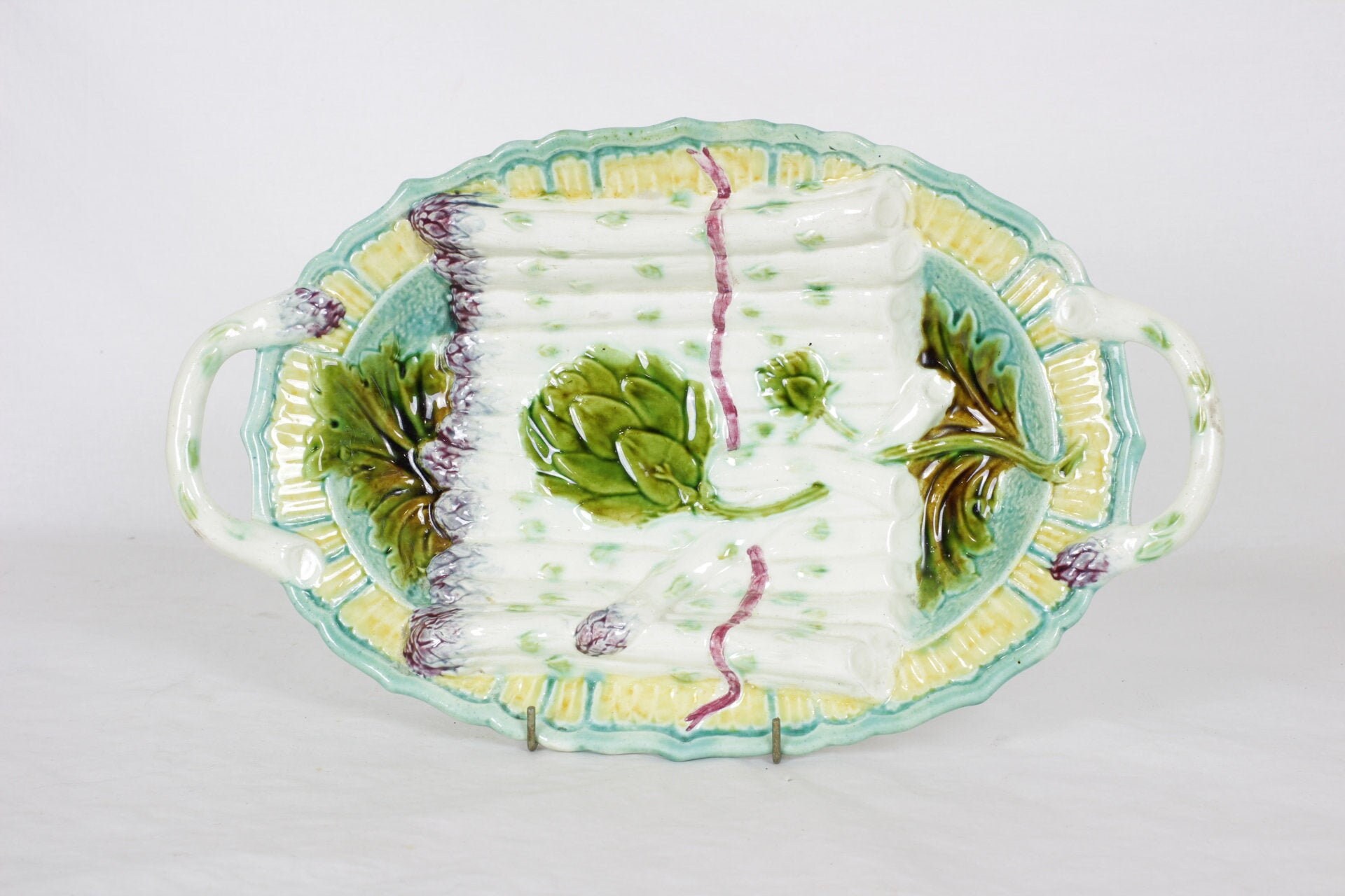 Plateau de Service d'asperges, Assiette Français d'asperges Antiques