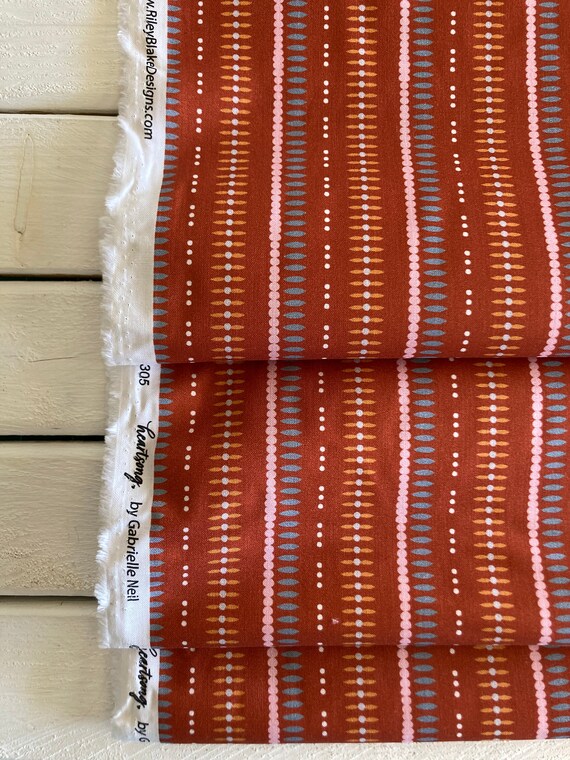 1/2 Yard Increments HEARTSONG by Gabrielle Neil Design of Riley Blake Designs C11305 Stripe Rust Cut Continuously
