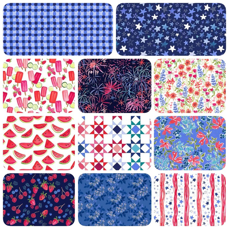 Download Embroidery Craft Supplies Tools American Summer Full Collection Bundle Fat Quarter Half Yard Yard Bundle 100 Cotton 11 Pieces
