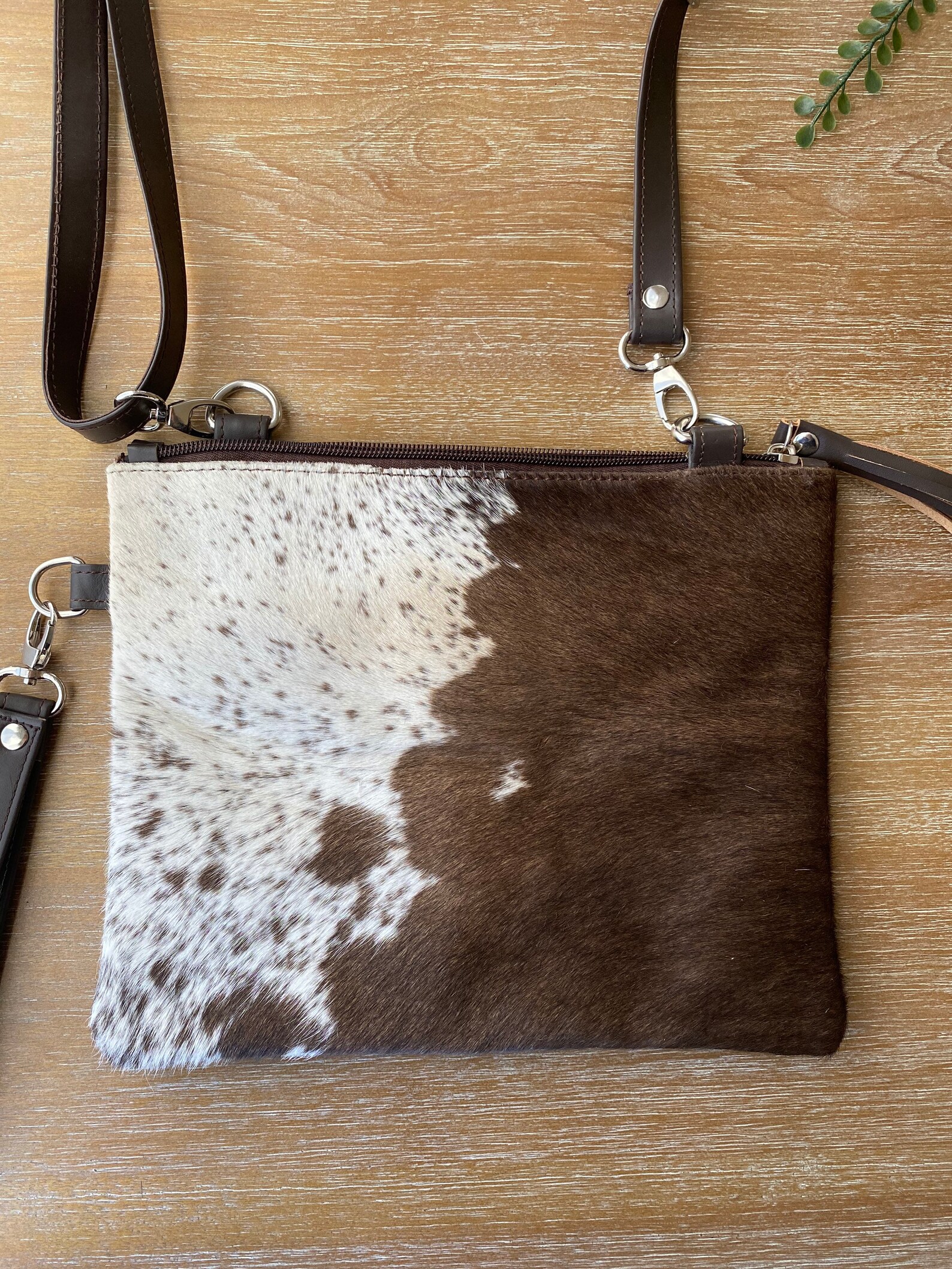 Cowhide Crossbody Purse Real Leather Bag Natural Cowhide Etsy