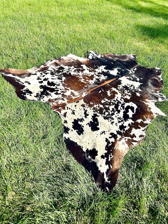Genuine Tricolor Brazilian Hair on Cowhide Rug, Cow Hide Rug
