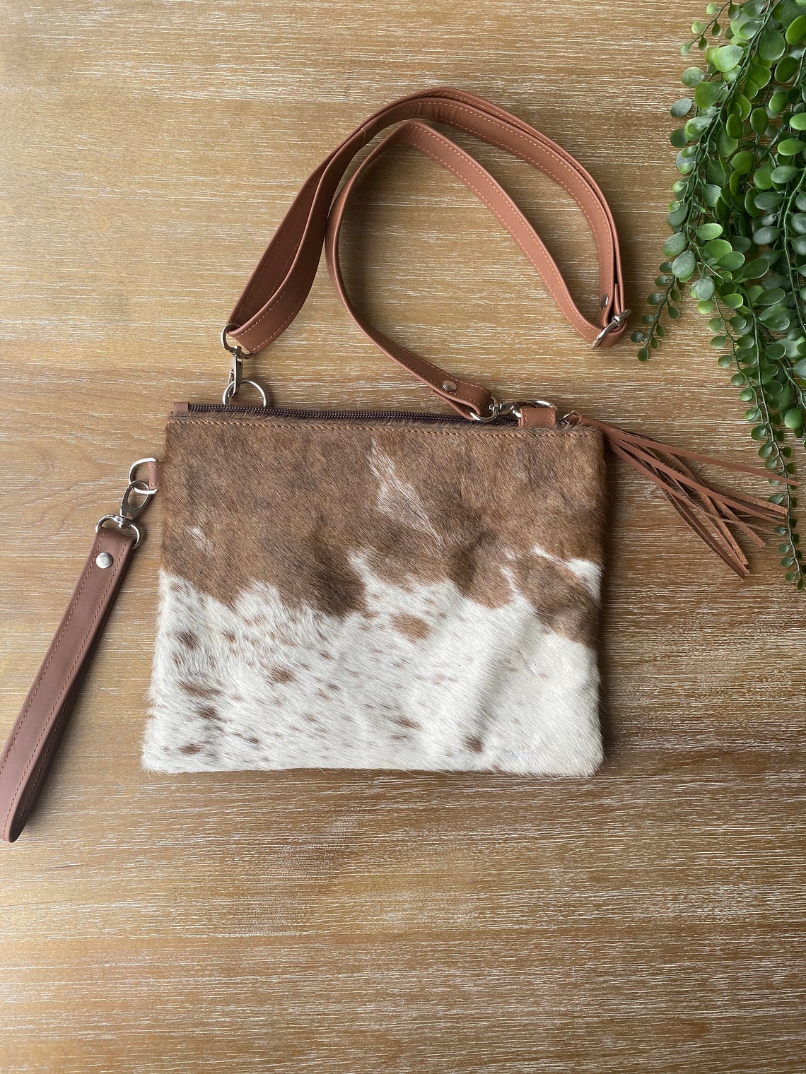 Cowhide Crossbody Purse Real Leather Bag Natural Cowhide Etsy