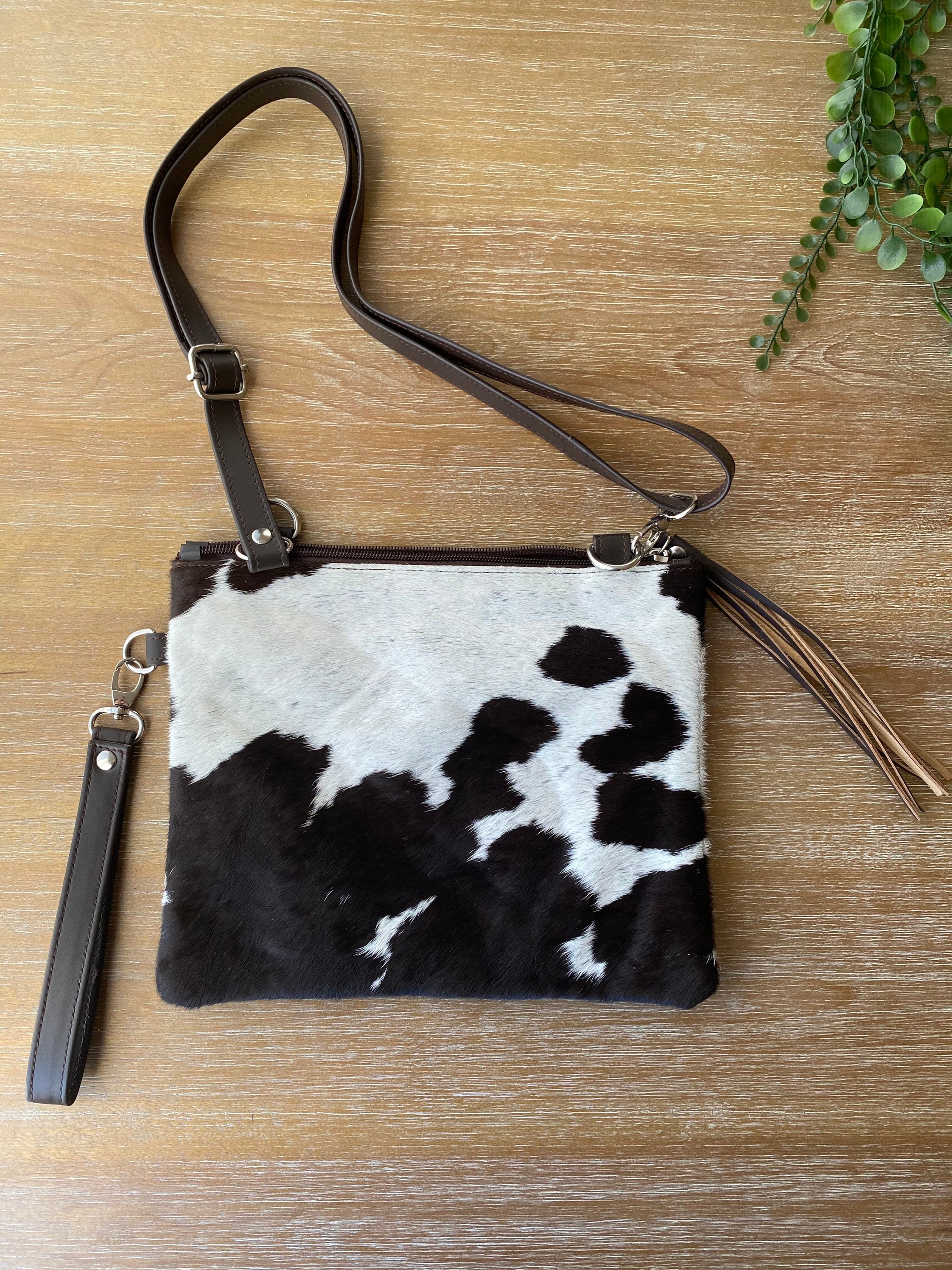 Cowhide Crossbody Purse Real Leather Bag Natural Cowhide Etsy