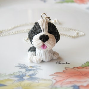 Bearded collie necklace Polymer Clay Necklace Dog Fimo