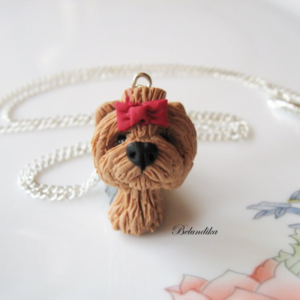 Collier yorkshire terrier collier chien fimo en pâte polymère