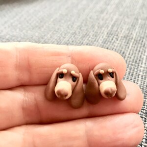Dachshund Stud Earrings Polymer Clay,Choco and tan dachshund,Stainless Steel,Studs,Polymer clay jewelry,Unique handmade jewelry,Cute