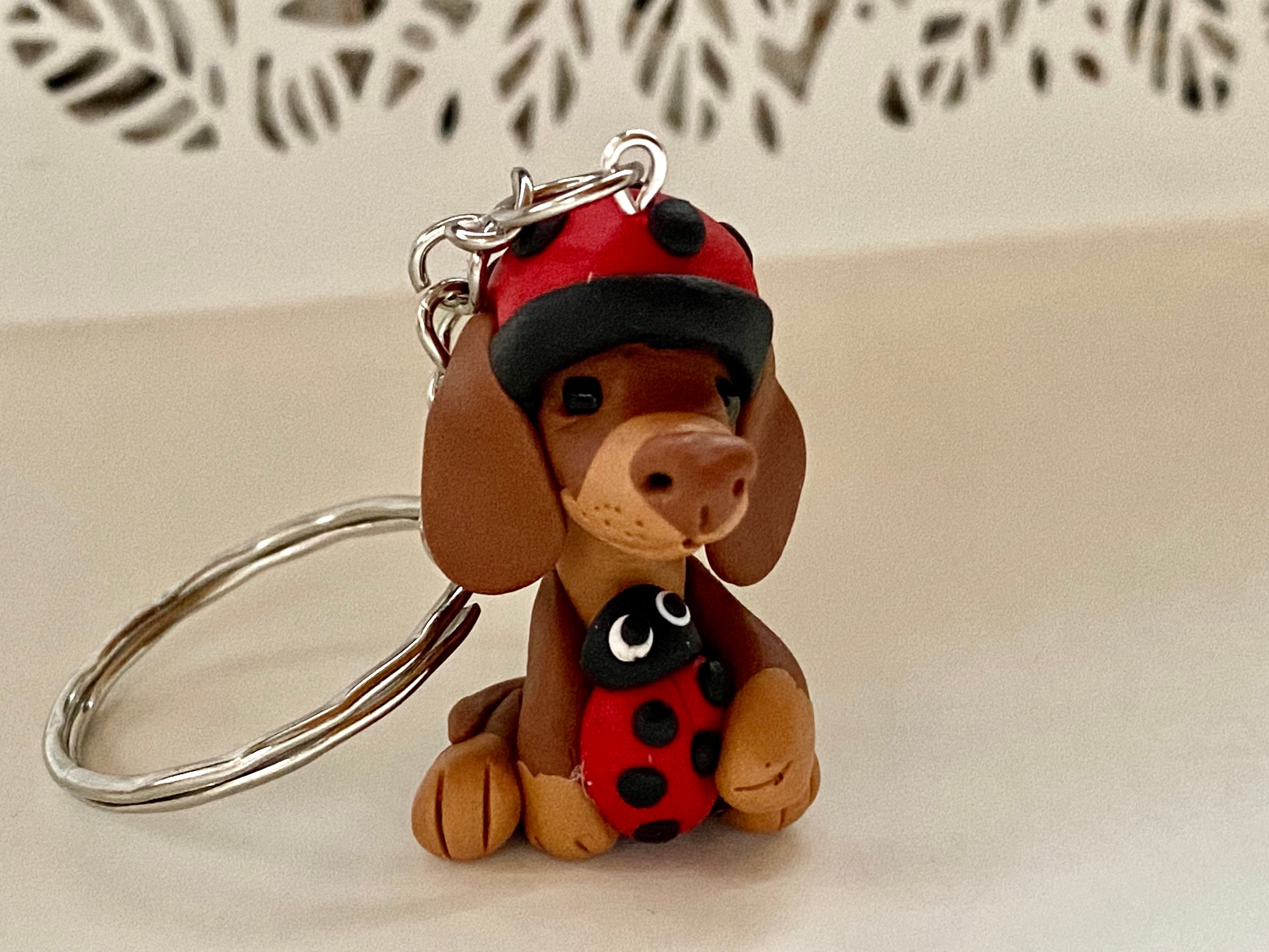 Buy Choco and Tan Dachshund With Ladybug Key Chain Polymer Clay Online in  India - Etsy