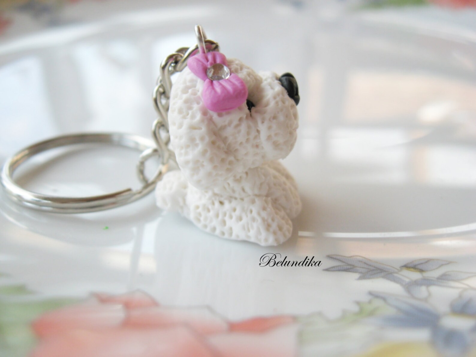 Bichon With a Bow Key Chain Polymer Clay Fimo Dog Keychain - Etsy