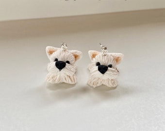 West Highland White terrier earrings Polymer Clay Dog