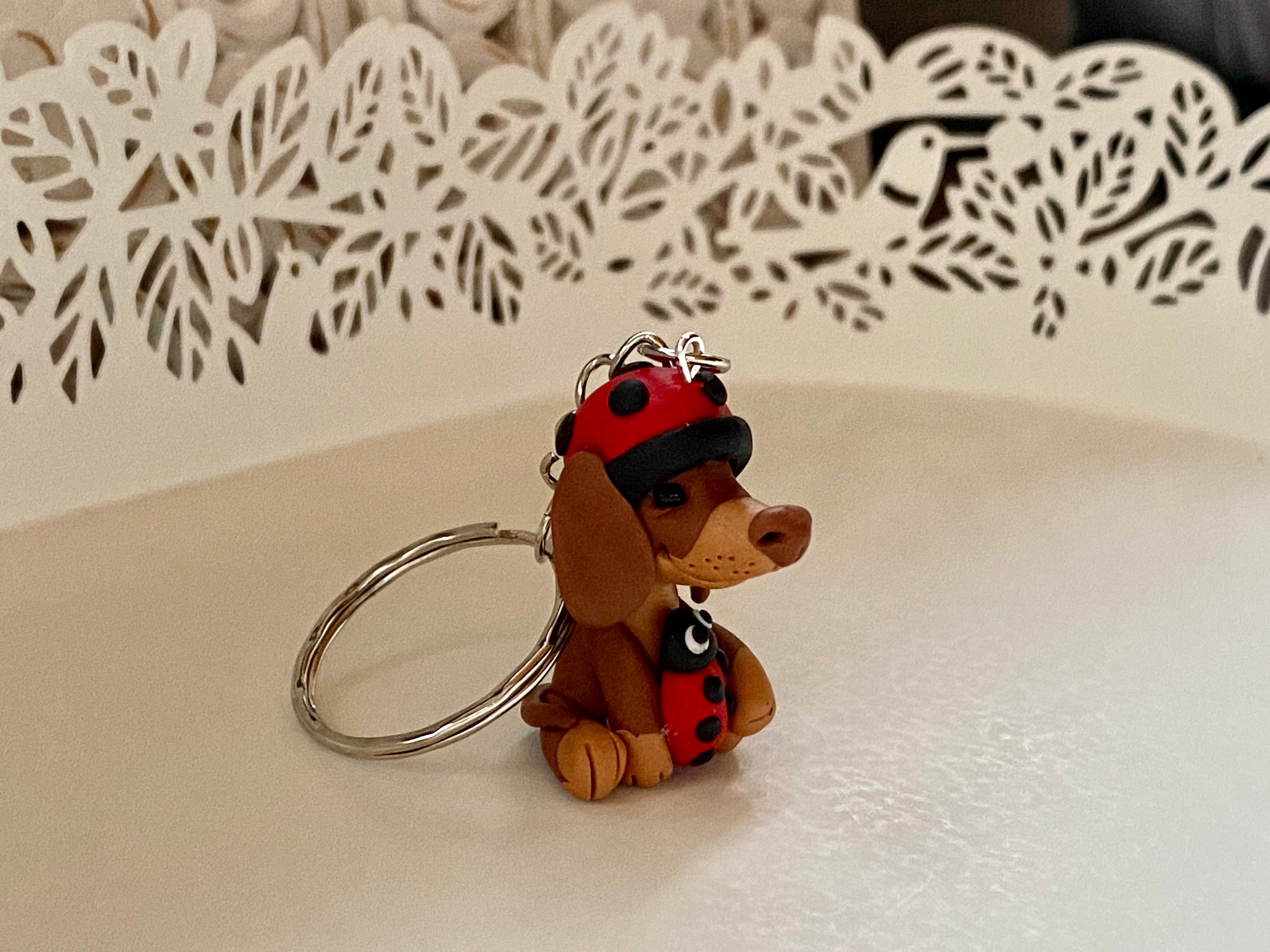Buy Choco and Tan Dachshund With Ladybug Key Chain Polymer Clay Online in  India - Etsy