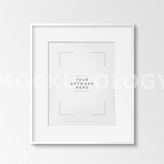 8x10 16x20 24x30 Vertical Digital Clean Matted White Frame