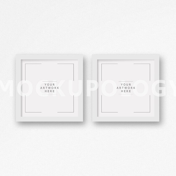 Square Set Of Two Digital White Frame Mockup On