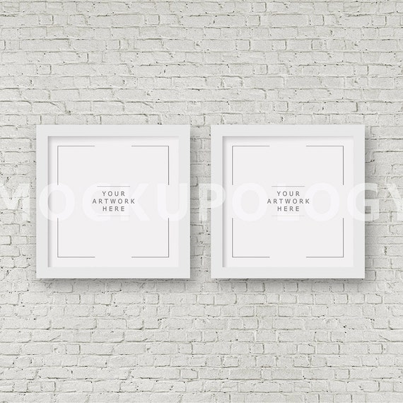 Square Set Of Two Digital White Frame Mockup Styled