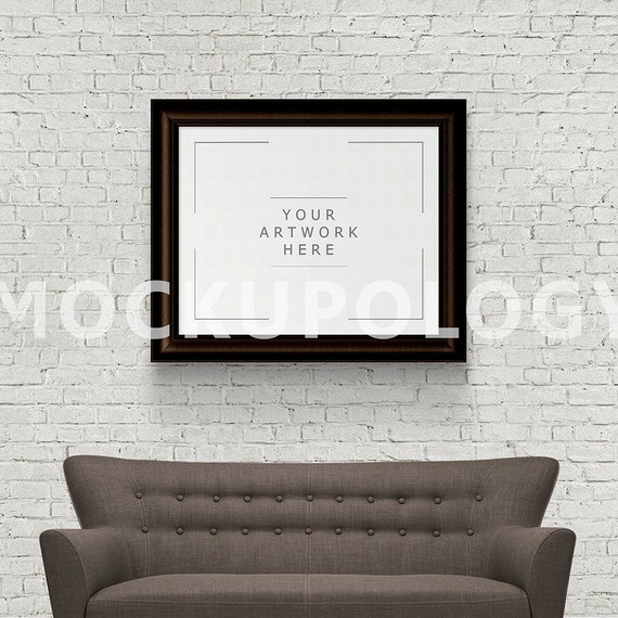 8x10 Horizontal Brown Digital Frame Mockup Vintage Poster Mockup