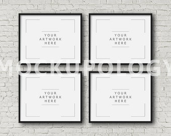 8x10 16x20 24x30 Set of Four Horizontal DIGITAL Black Frame Mockup