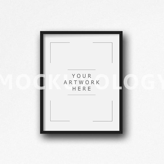 11x14 Vertical Digital Black Frame Mockup On White Plain