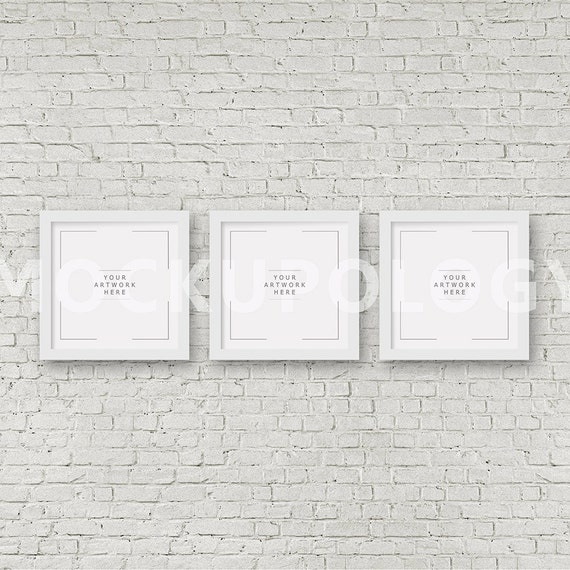 Square Set Of Three Digital White Frame Mockup Styled