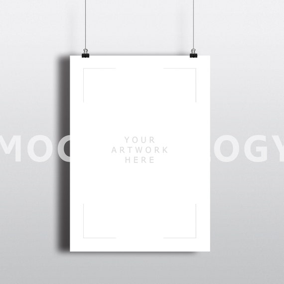 5x7 Vertical Hanging Paper Mockup Frame Paper Clips Poster 5x7 Vertical Hanging Paper Mockup Frame Paper Clips Poster