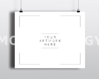Download 8x10 Horizontal Hanging Paper Mockup Frame Paper Clips Poster Mockup Stock Black Clips White Background Print Mockup Instant Download Best Free Packaging Psd Mockups PSD Mockup Templates