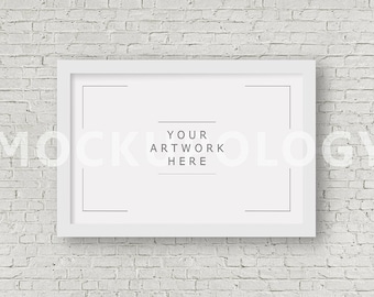 Download 11x17 Horizontal DIGITAL White Frame Mockup, Styled Photography Poster Mockup, White Brick ...