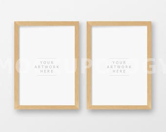 Set Of Four 8x10 Vertical Natural Wood Frame Mockup Light Oak Etsy