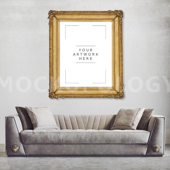 8x10 Vertical Digital Gold Frame Mockup Vintage Digital Poster