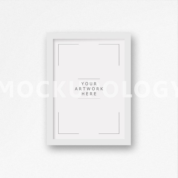 5x7 Vertical Digital White Frame On White Plain Wall