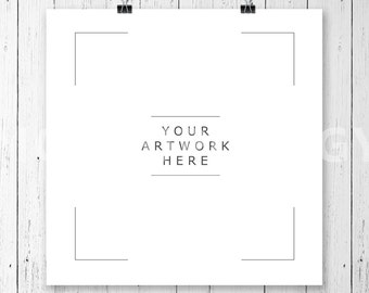 Square Hanging Paper Mockup Frame Paper Clips Poster Mockup Etsy