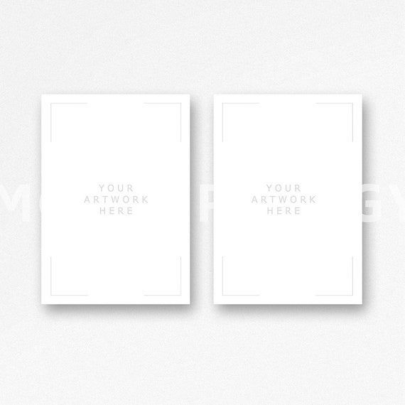 Two A4 Vertical Mockup Hanging Canvases Poster Mockup Stock