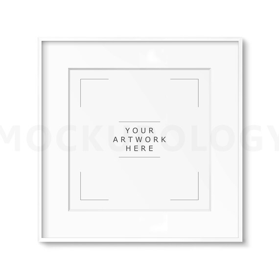 Square Digital Clean Matted White Frame Mockup White Wallpaper