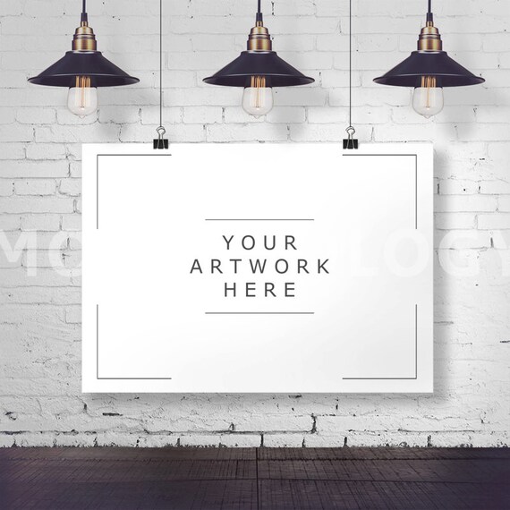 Download Free Horizontal Hanging Paper Mockup Frame Paper Clips Poster Mockup (PSD) - High Quality Image ...