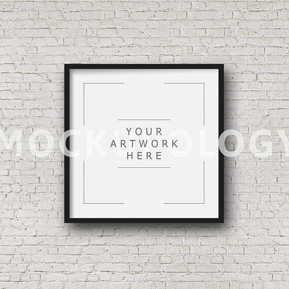 Square Digital Black Frame Mockup Styled Photography Poster Mockup