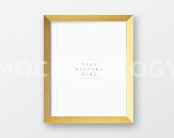 Download 8x10 16x20 20x24 Vertical Digital Gold Mockup Frame On White Wall Background Instant Download T Shirt Mock Up Photos Graphics Fonts Themes Templates PSD Mockup Templates