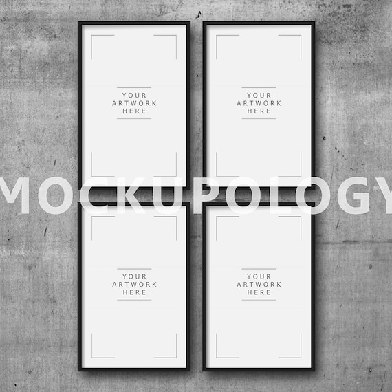 Download 11x17 Set Of Four Vertical Digital Black Frame On - Iphone Mockup Psd Template | All Free Mockups