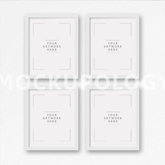 8x10 16x20 24x30 Set Of Four Vertical Digital White