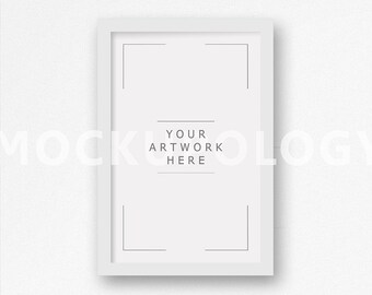 8x12 Horizontal Digital White Frame Mockup On White Plain Wall Etsy