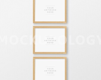 Set Of Two A4 Horizontal Natural Wood Frames Mockup Light Oak Etsy