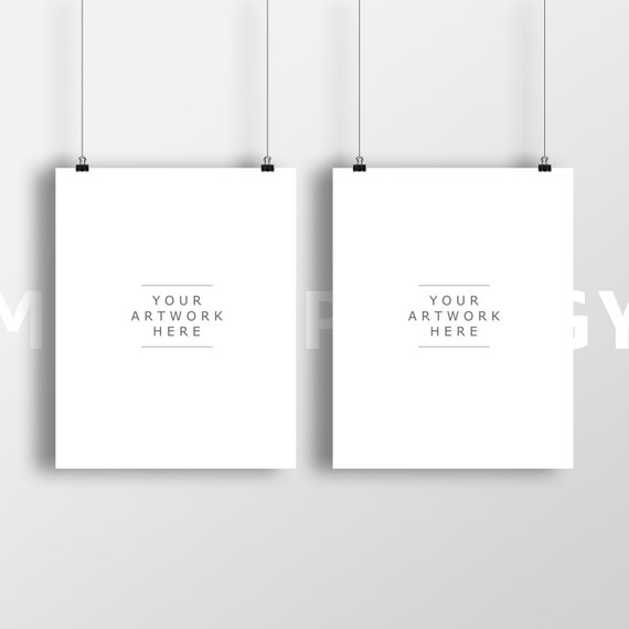 Download Free Set Of Two 8x10 Vertical Hanging Paper Mockup Frame Logo Free Psd Mockups Templates PSD Mockup Template