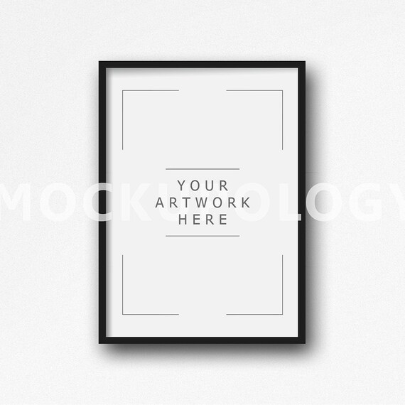 5x7 Vertical Digital Black Frame On White Plain Wall