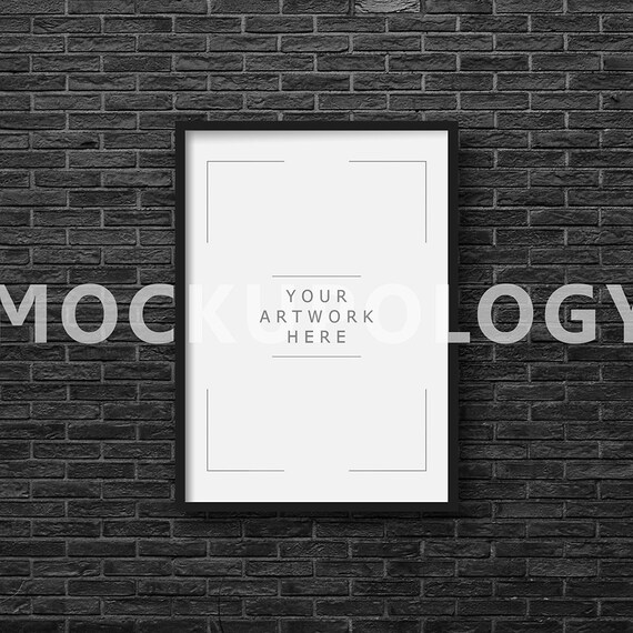 Download Free A3 A1 Vertical Digital Black Frame Mockup Black Brick ...