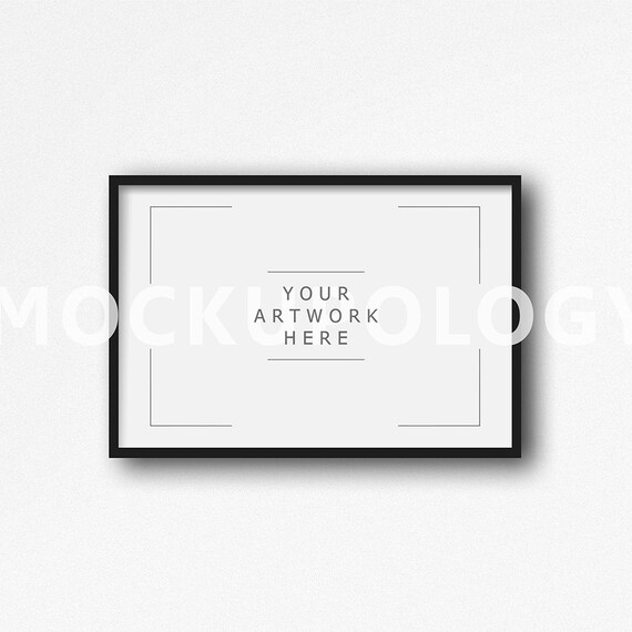 8x12 Horizontal Digital Black Frame Mockup On White Plain - Best