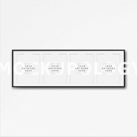 8x10 16x20 24x30 Quadruple Vertical Digital Black Frame Mockup