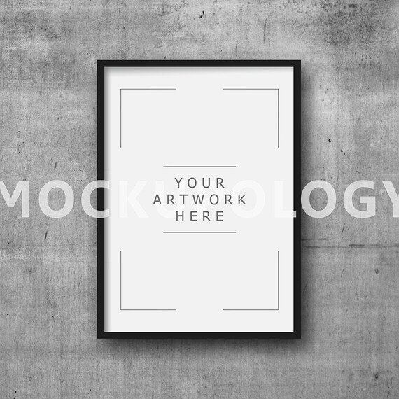 5x7 Vertical Digital Black Frame On Concrete Wall Background