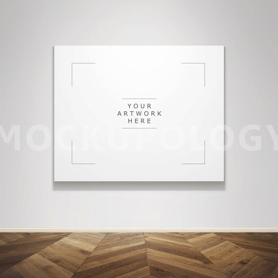 8x10 Horizontal Canvas Paper Wall Mockup Poster Mockup Stock
