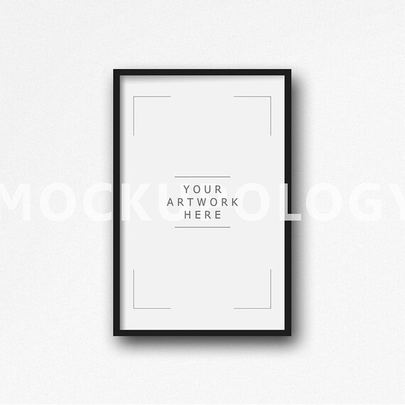 11x17 Vertical Digital Black Frame Mockup On White Plain