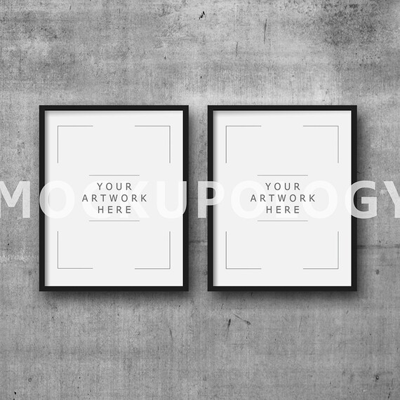 Free 11x14 Set Of Two Vertical Digital Black Frame Mockup